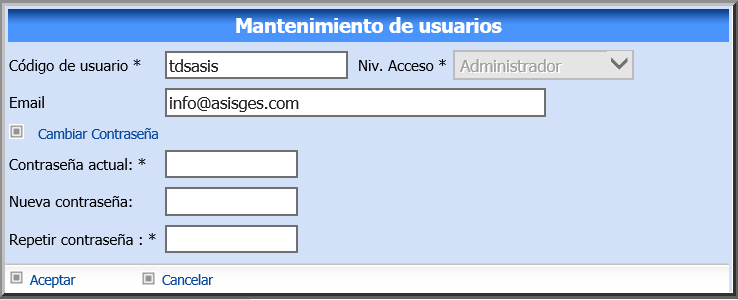ASISGES.COM Gestión de Usuarios ASISGES.COM Gestión de Usuarios